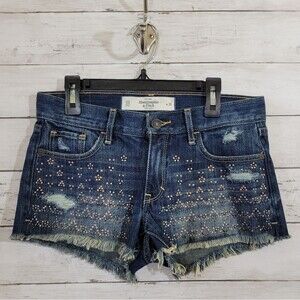 A&F Distressed Studded Cutoff Style Raw-Hem Shorts Summer Festival Size 00 / 24